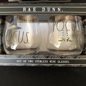 RAE DUNN HALLOWEEN WINE GLASS SET NEW!